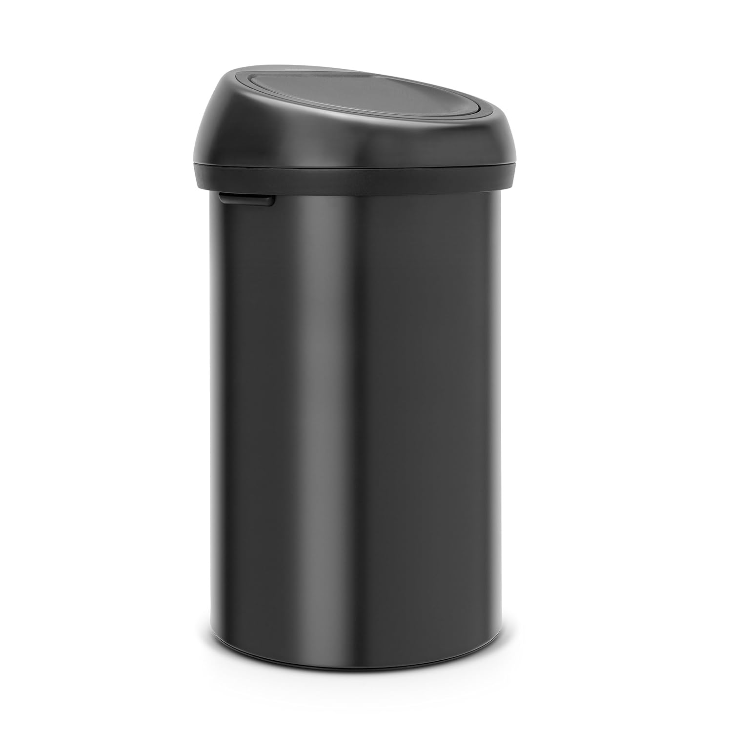 Brabantia 16 Gallon Large Kitchen Touch Bin (Matt Black/Brilliant Steel Lid) Removable Lid, Soft-Touch Open, Easy Clean Rubbish Food Waste Bin