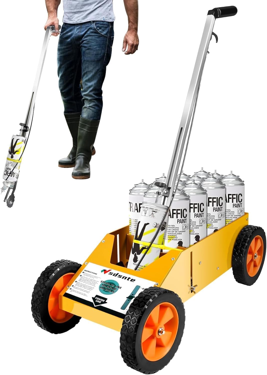 2 in 1 Detachable Parking Striping Line Marking Machine and Marking Paint Wand