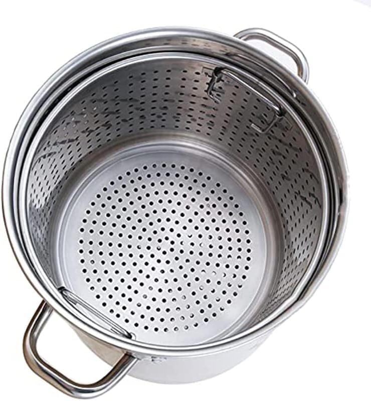 Heavy Duty Stainless Steel Stock Pot with Lid & Basket - Ideal for Soup, Tamales, Steaming, Boiling & Frying(50 Litres)