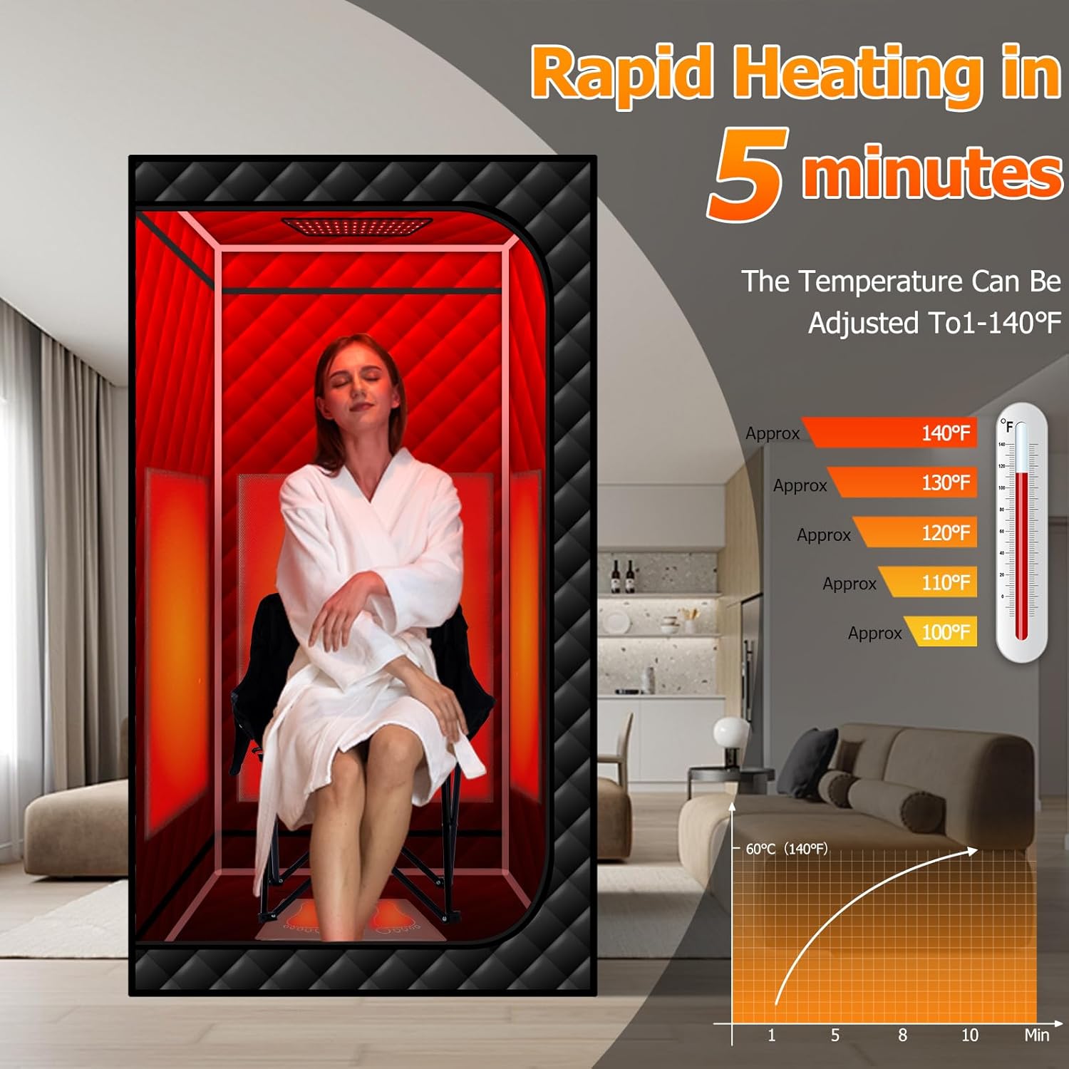 Portable Infrared Sauna with Red Light, Personal Sauna Spa with Remote Control and Large Foldable Chair, Full Size Dry Heated Home Saunas Tent for Detoxation & Relaxation