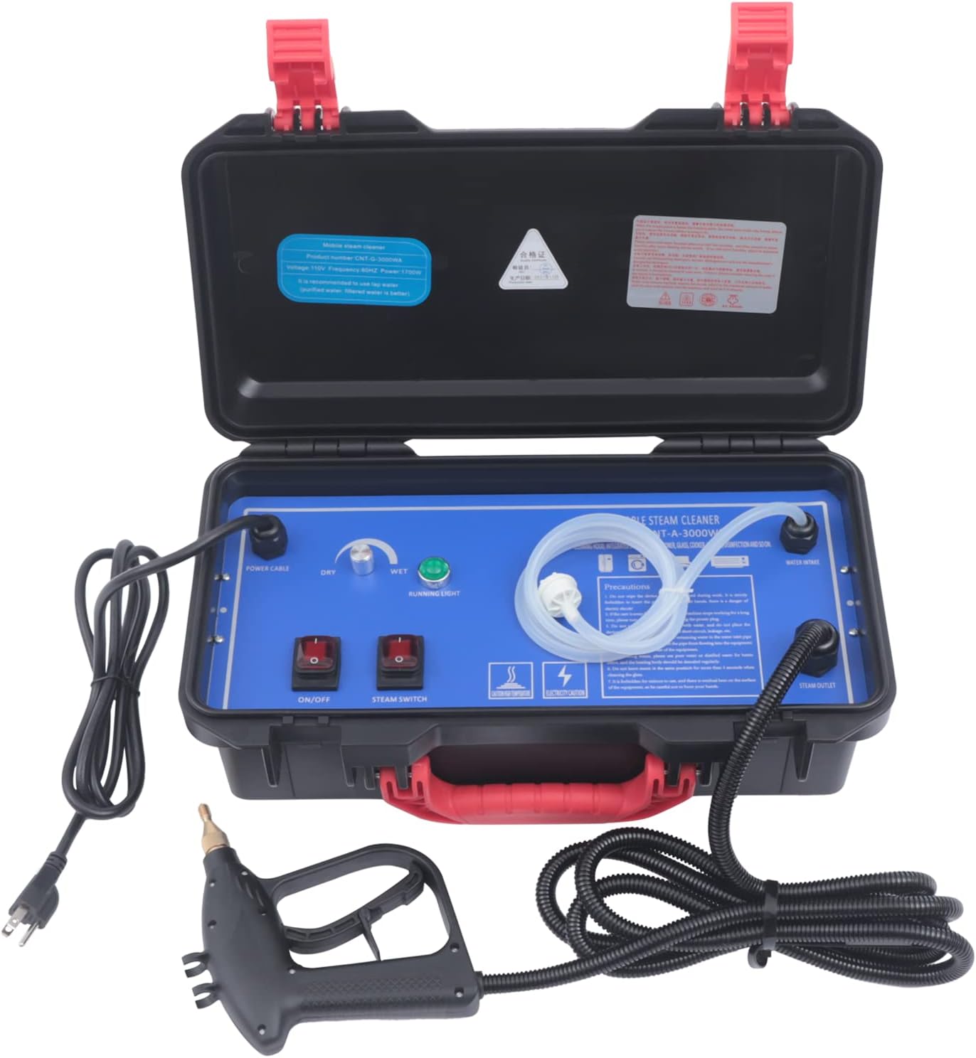 1700W High Pressure Steam Cleaner, 110V 3.5Pa 3000H Handheld Portable Instant Steam Cleaning Machine Car Detailing Washer Kitchen Cleaning Machine for Clean Microwave Ovens, Sofas (CNT-A-3000WA)