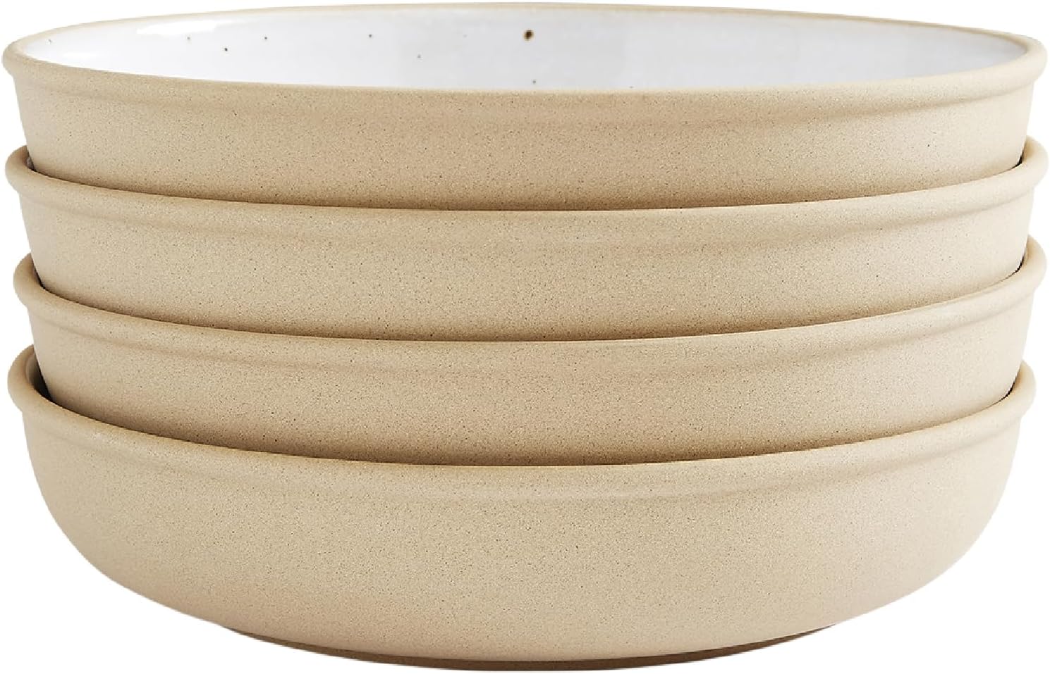 Portmeirion Minerals 8.7-Inch Low Serving Bowl, Moonstone (Set of 4) - Made in Portugal, Unique Stoneware Glaze for Kitchen, Microwave & Dishwasher Safe - Shallow Tableware for Cereal, Soup, Salad