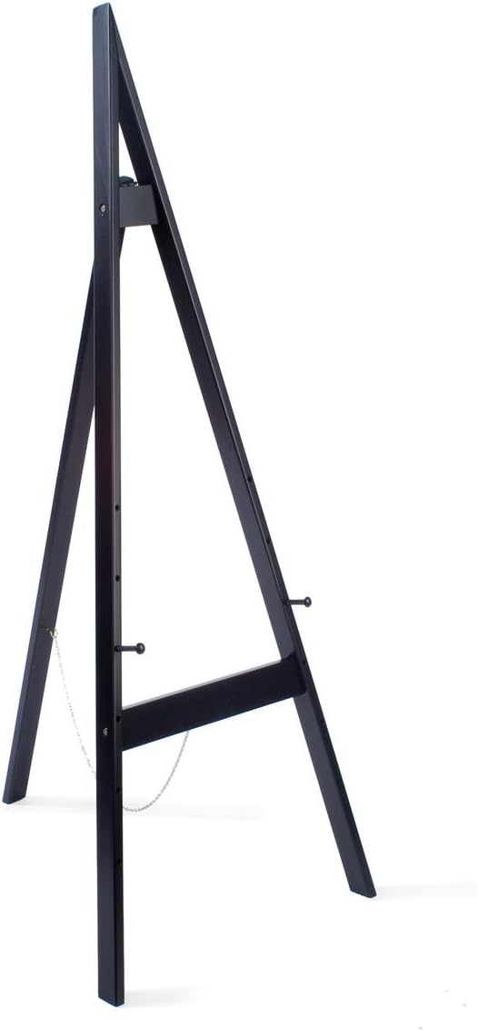 Wooden Display Easel with Height-Adjustable Pegs, 60 inches Tall - Black