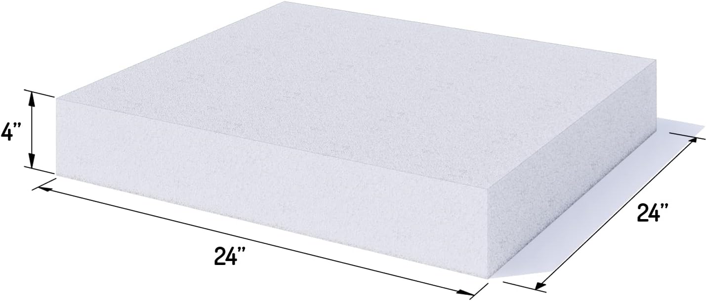 Foamy Foam 3Pack High Density 4 inch Thick, 24 inch Wide, 24 inch Long Upholstery Foam, Cushion Replacement