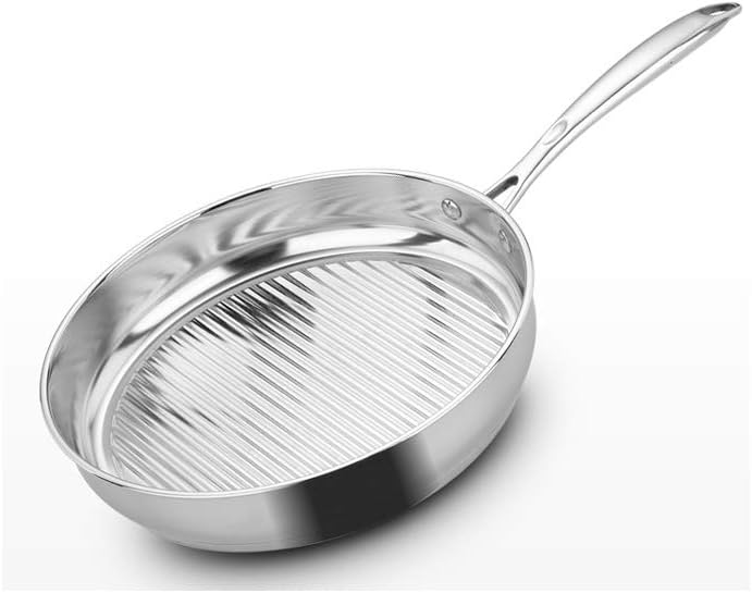 Single Handle Steak Frying Pan Stainless Steel Household Suitable Pancake Pan 28Cm