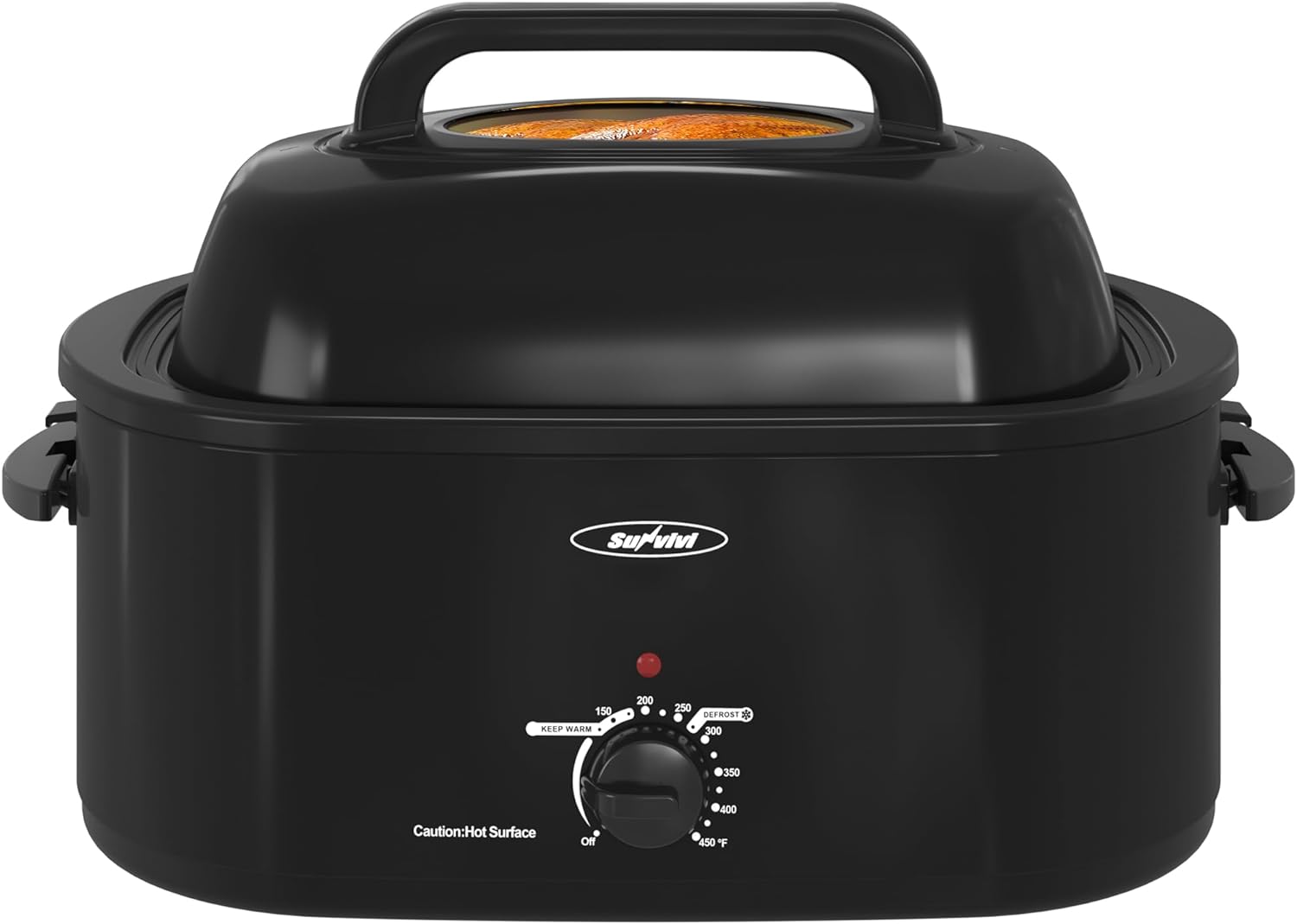 Sunvivi Electric Roaster,18 Quart Roasting Oven with Self-Basting Lid Removable Pan,Turkey Roaster Oven with 150 to 450F Temperature Control Cool-Touch Handles,Red