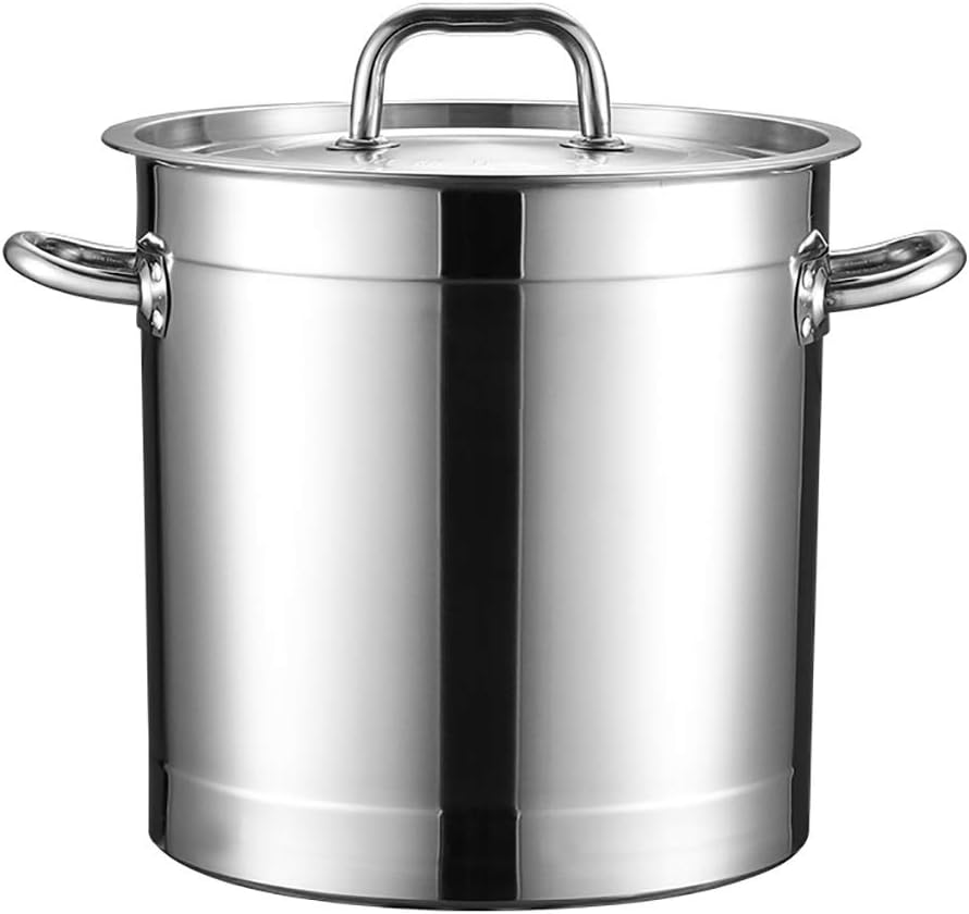 201 Stainless Steel Stock Pot, Catering Commercial/Domestic Thickened Soup Pot with Lid, Used for Gas Stove/Induction Cooker Stock Pot(90L)