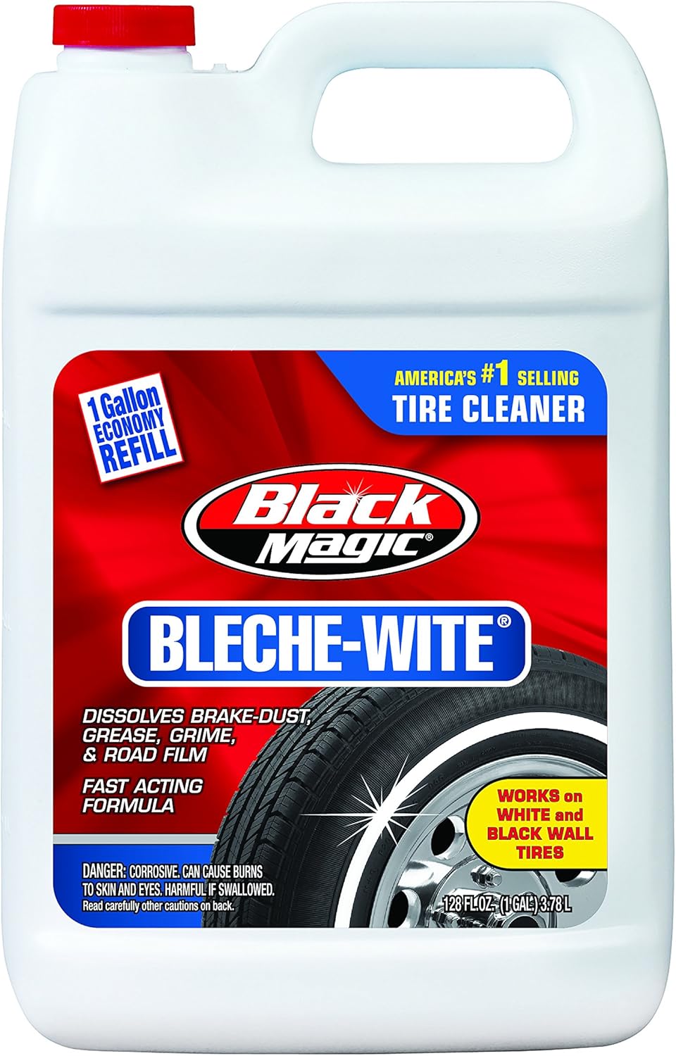 Black Magic (800002222-6PK) Bleche-Wite Tire Cleaner Concentrate - 1 Gallon, (Pack of 6)