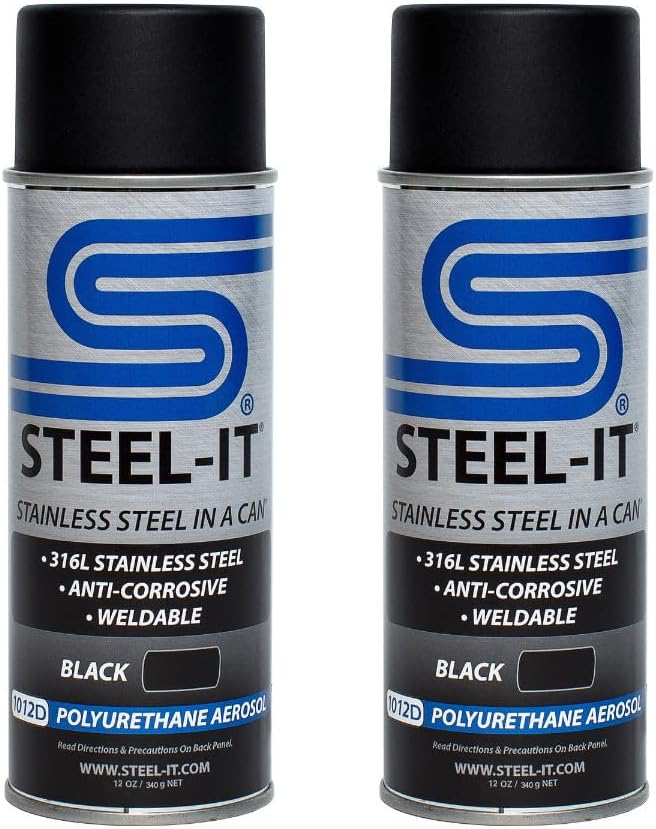 Steel-It Polyurethane Spray Paint, Industrial Coating with Stainless Steel, Weldable, Easy to Apply - Black (3 Pack)