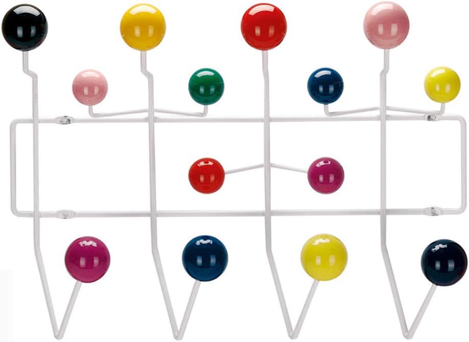 SHISEDECO Classic Hang it All Coat Rack, Mid Century Modern Wall Mounted Hooks with Painted Solid Wooden Balls, Decorative Creative Fashion Wood Hanger for Home, Bedroom (Multicolor)