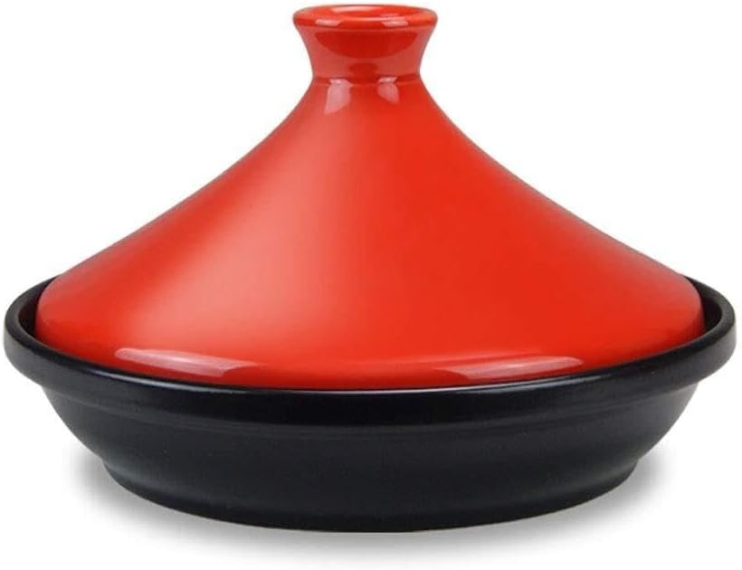 Ear Casserole Ceramic Saucepan, Heat-Resistant Spodumene Hot Pot, Steamed Rice, Seafood, Stew Cooking Pan for Gas, Microwave, and Oven Use(Red)
