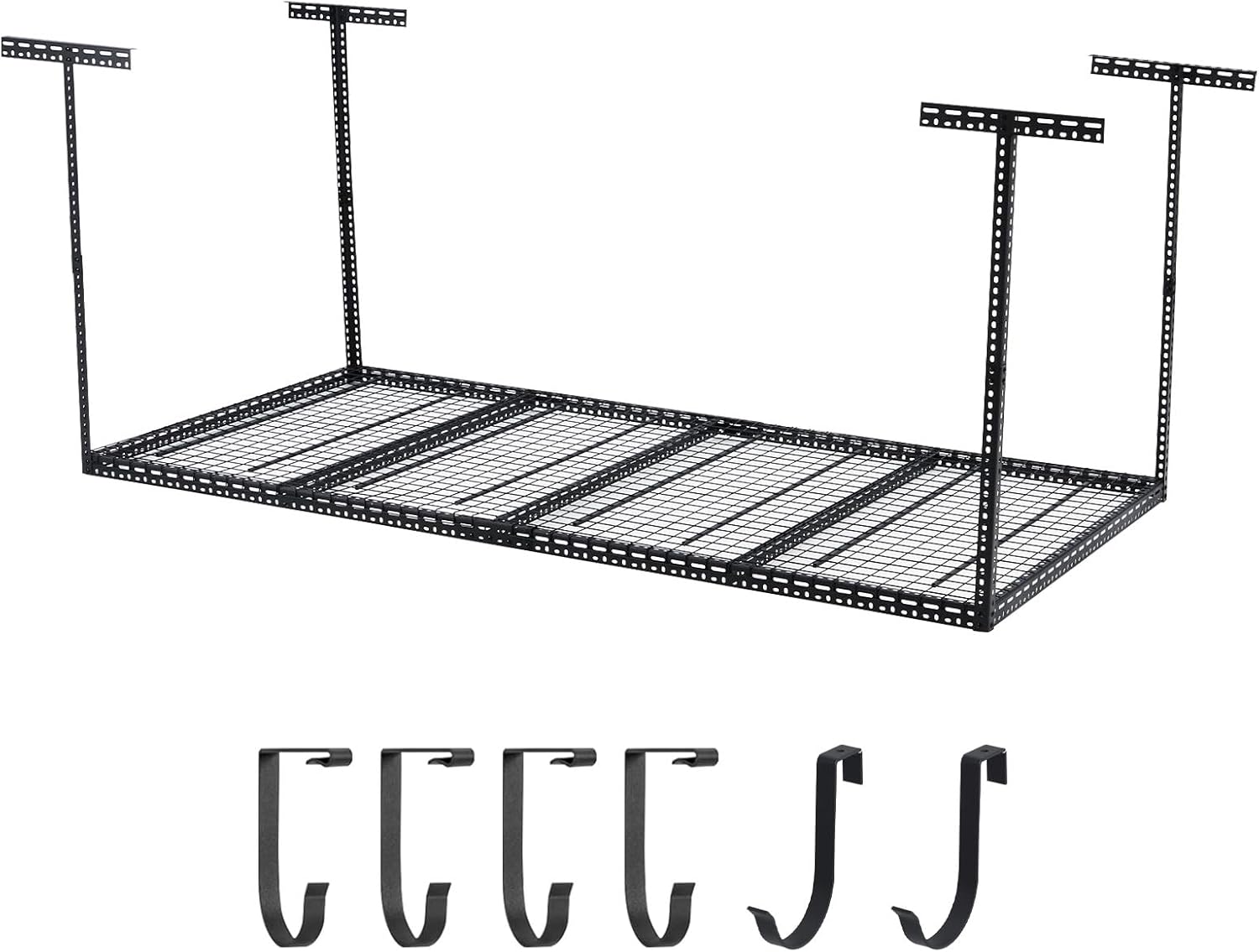 4x8 FT Overhead Garage Storage Rack, Steel Ceiling Storage Rack for Garage, Height Adjustable 22''-40