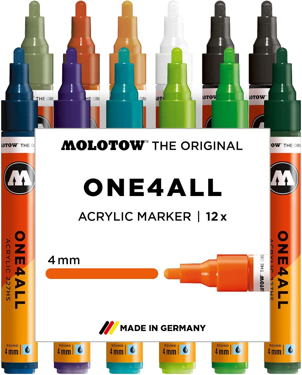 Molotow One4All 127HS Acryl Marker Main-Kit 2 (2,0 mm Strichstärke, hochdeckend und permanent, UV-beständig, für fast alle Untergründe) 20 Stück sortiert