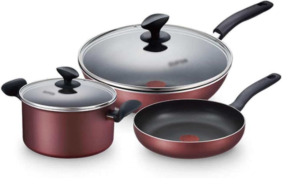 3Pcs Cookware Set Non-Stick Cookware Frying Pan Cooking Pot & Pan Saucepan with Glass Lid