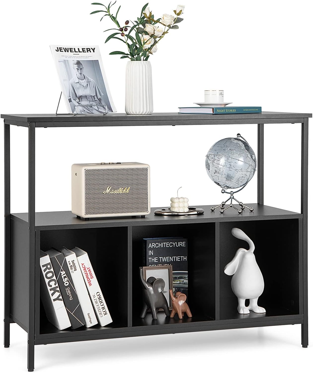 PETSITE Sideboard Buffet Table with Storage Cabinet & Shelves, Industrial Microwave Oven Stand, Coffee Bar Station, Stationary Kitchen Island Cart