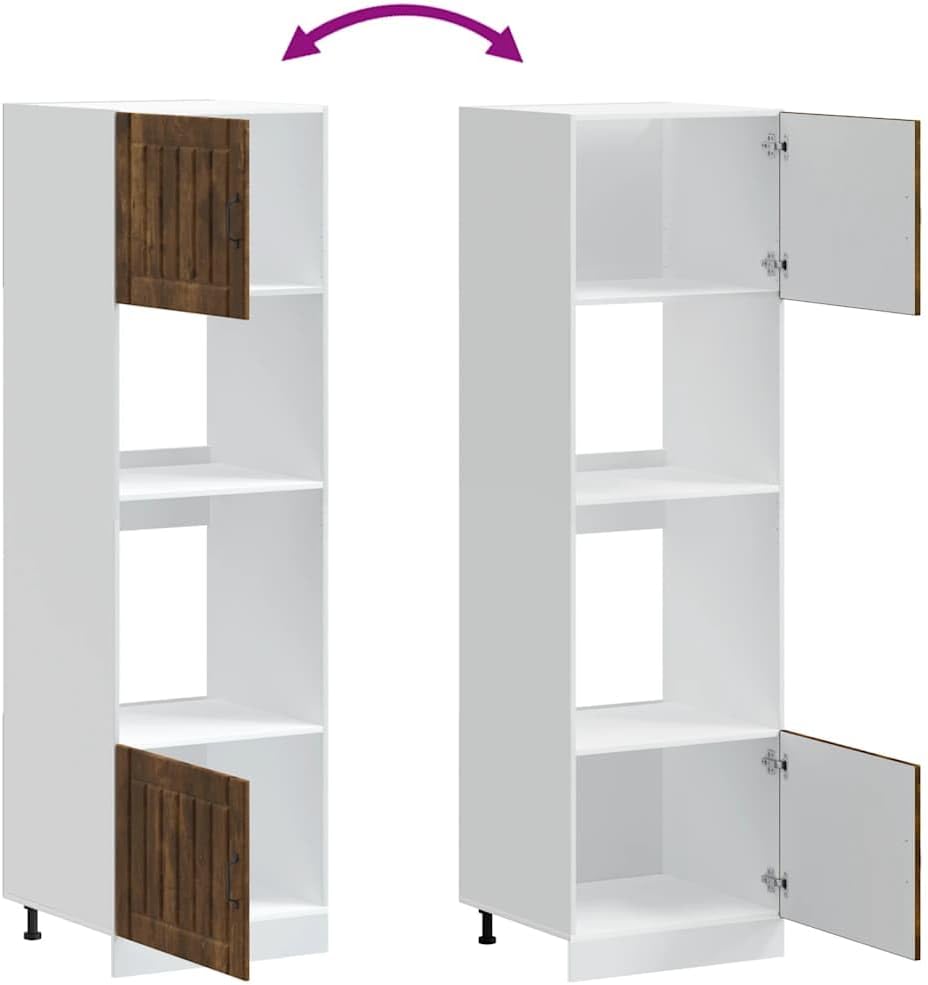 vidaXL Oven Cabinet Smoked Oak Engineered Wood Compact Adjustable Feet