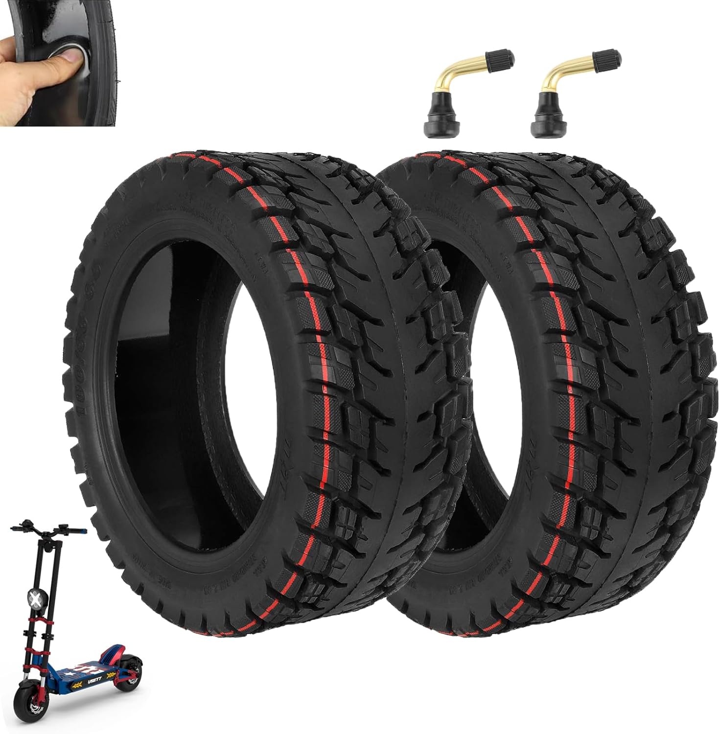 100/65-6.5 Off-Road Tubeless Tire for VSETT 11+/Zero 11X/Dualtron for 11 Inch Electric Scooter Accessories, Self Repairing Tires, Non-Slip Replacement Wheels for Scooter (2 pcs)