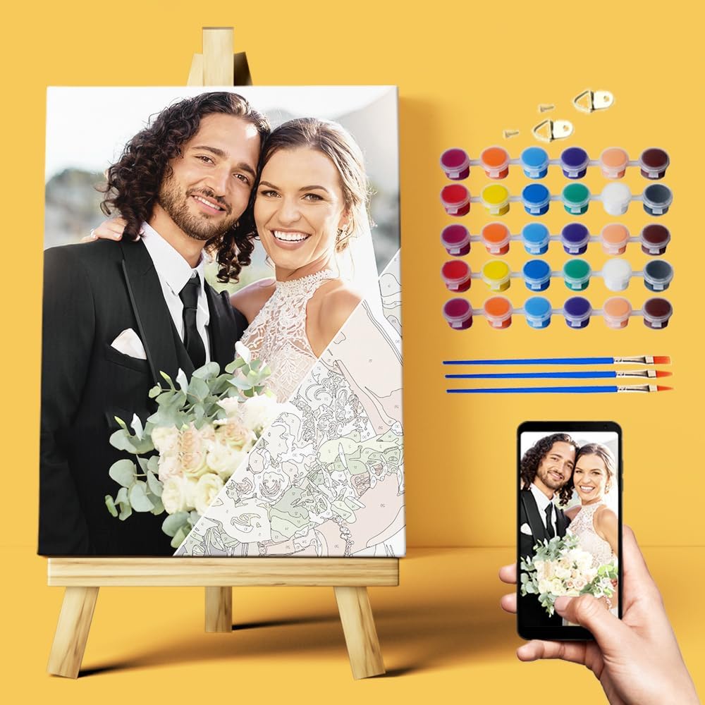 Custom Paint by Number, Personalized Paint by Numbers for Beginner, DIY Canvas Oil Painting Make Your Photo, Color Paint by Number Set Ideal Gift Choice for Family
