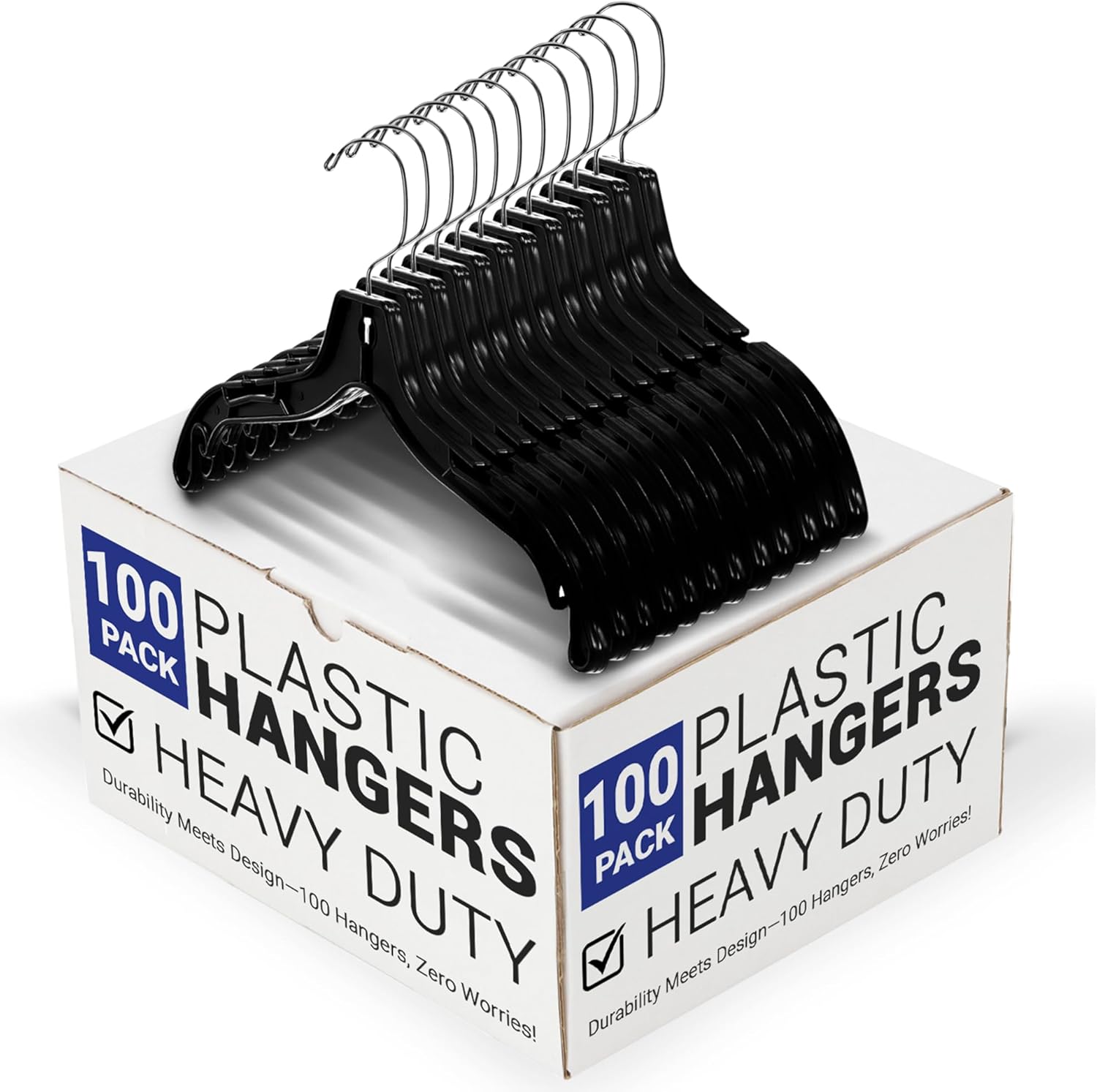 Victory Display Heavy Duty Black Plastic Hangers for Clothes | Space-Saving Slim Hangers with Swivel Hooks | Sturdy Plastic Hanger for Wardrobe Organization and Closet Storage | 17 inches | 100 Pack
