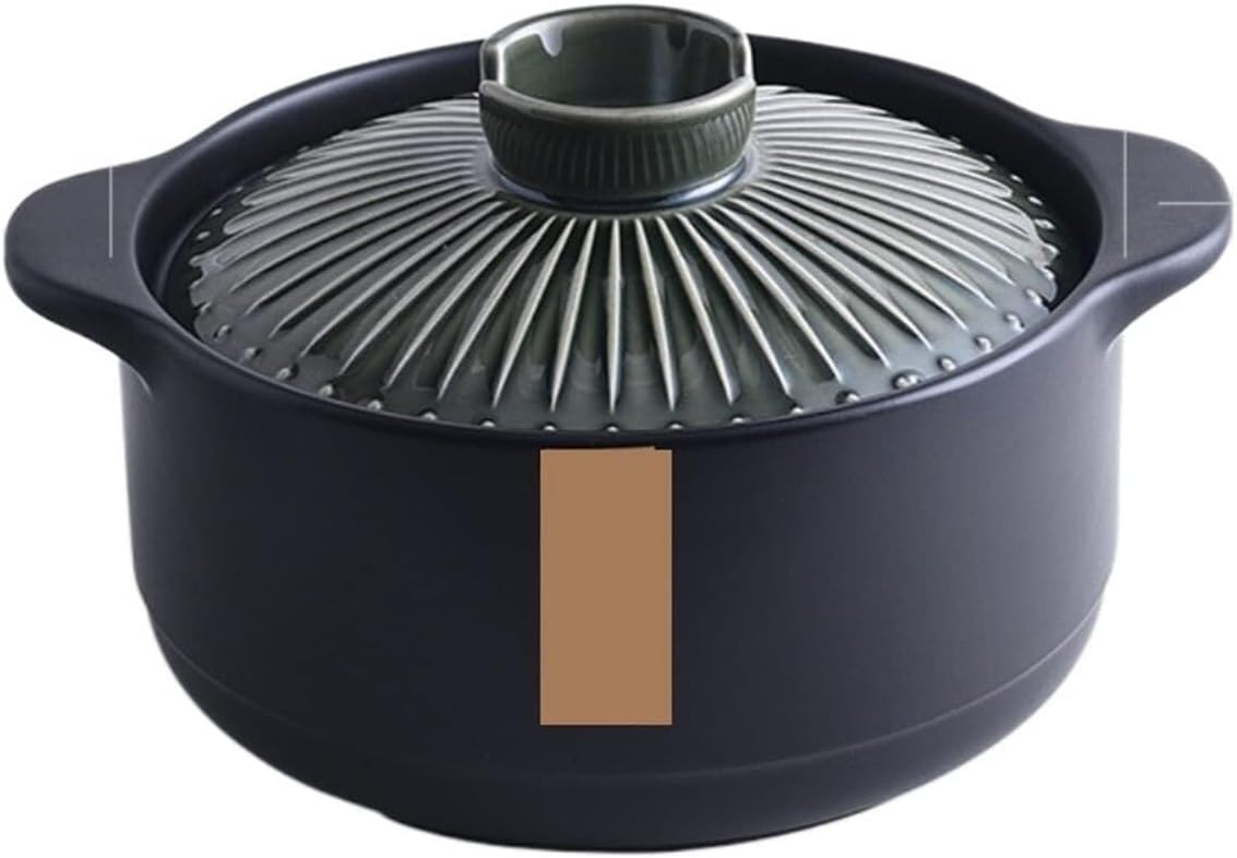 Ceramic Casserole Pot, Round Green Cooking Pot with Spodumene, Multi-Functional Frying Stew Cooker for Household Kitchen Use