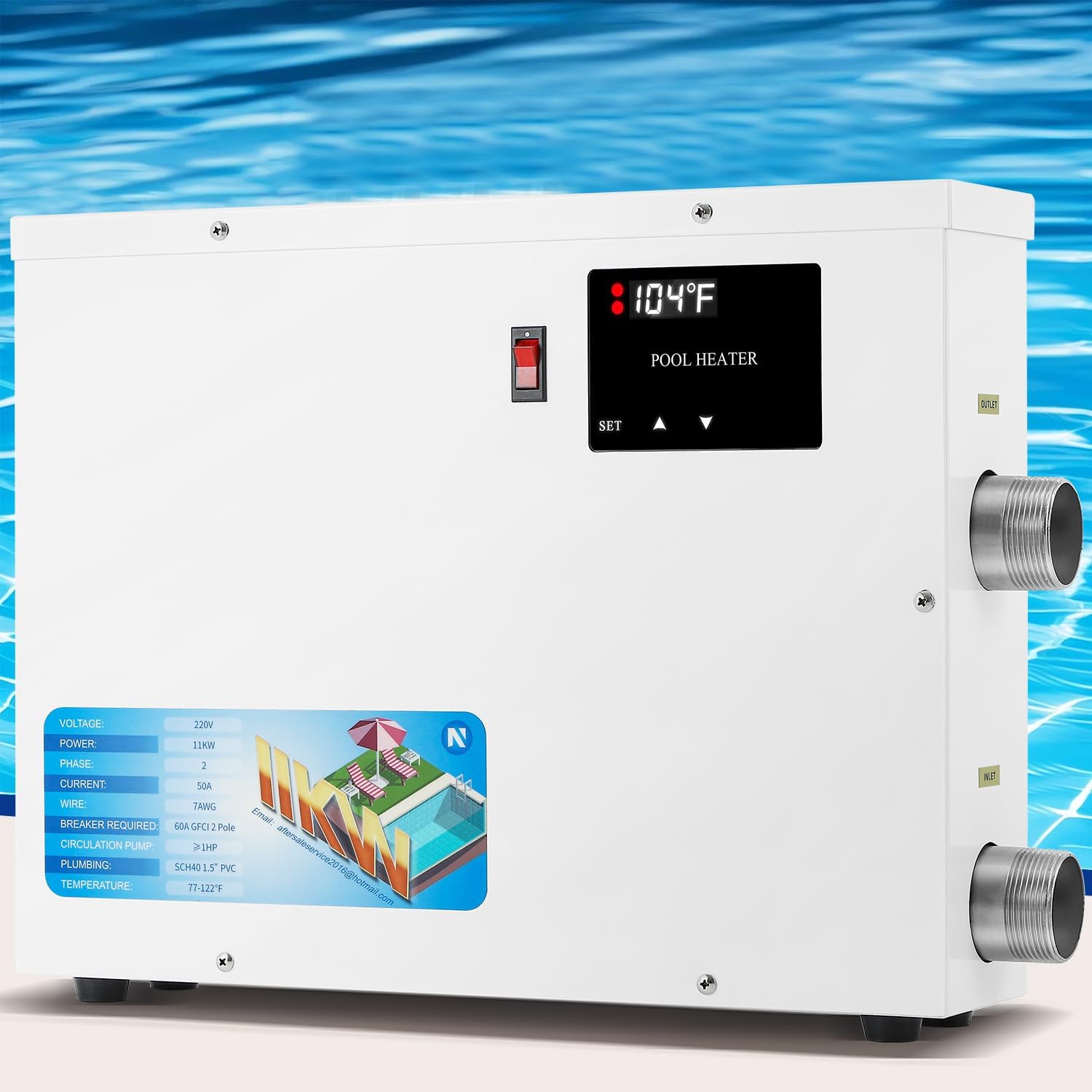 NEWTRY 11KW SPA Heater, 220V Pool Heater Electric Swimming Pool Heaters Hot Tub Heater Thermostats with Digital Display for SPA, Hot Tub, Above Ground Pool (Hardwire)
