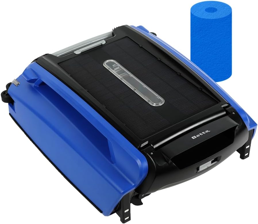 Betta SE Solar-Powered Robotic Automatic Pool Skimmer Cleaner with 24/7 Continuous Cleaning Battery Power, Pool Skimmer Anti-Stuck Foam Noodle, and Re-Engineered Twin SCT Motors (Blue)