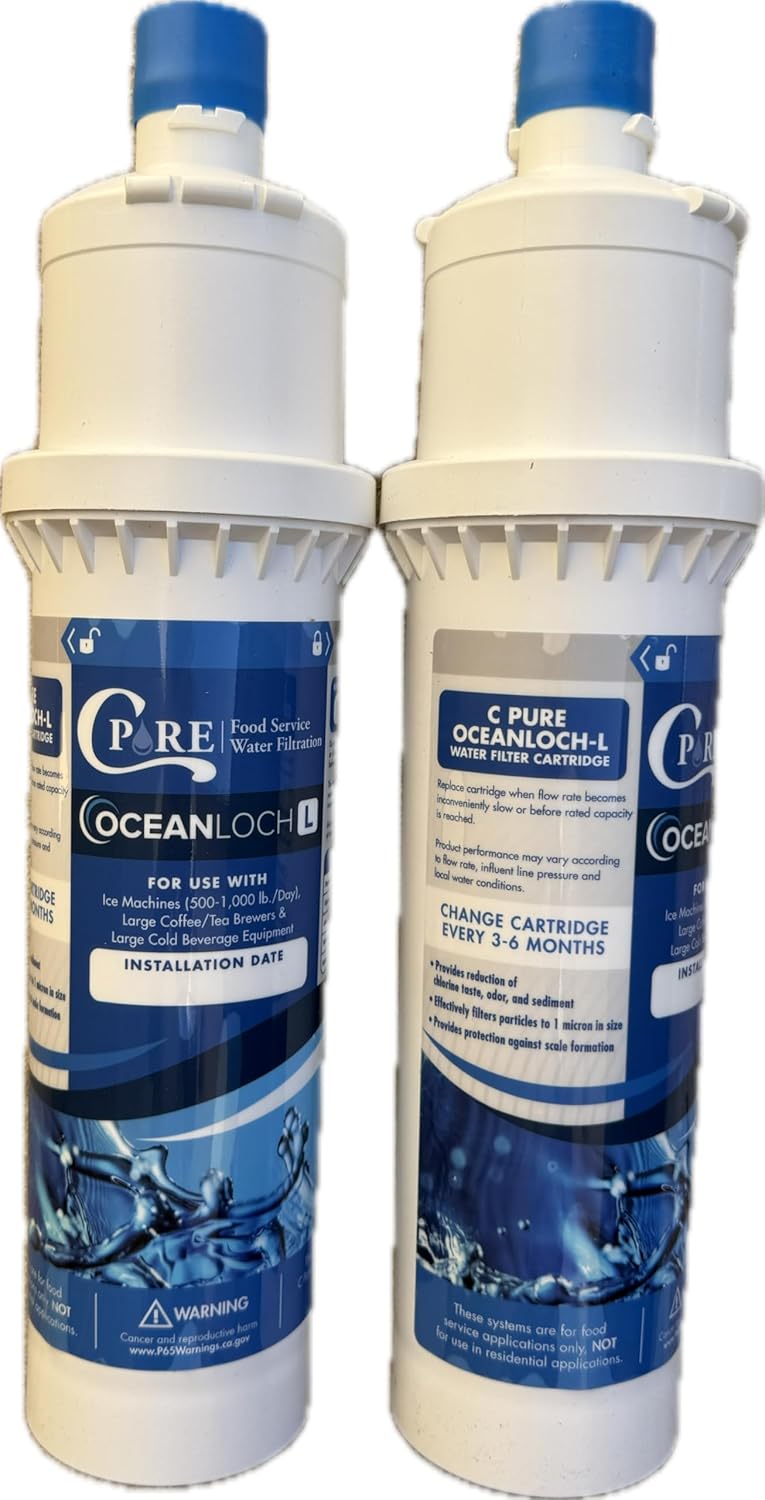 C Pure Oceanloch+L Water Filter Replacement Cartridge – 2-Pack, 1 Micron Rating, 1.67 GPM Flow Rate, Sanitary Twist-In Design (+L)