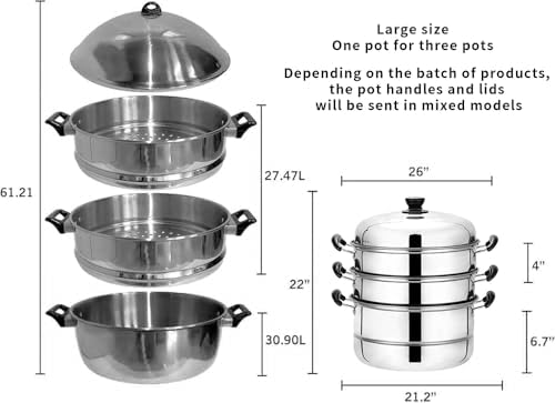 Large 3-Tier Stainless Steel Steamer Pot for Induction Cooking, Versatile Steam Pot for Healthy Meals, Durable and Efficient, 40cm Capsule Bottom Design