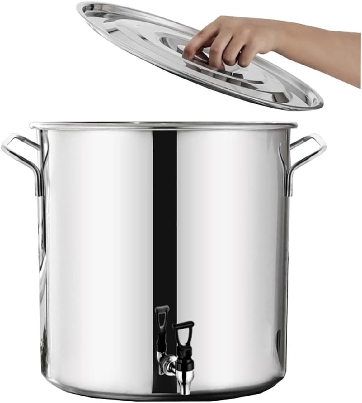 Stainless Steel Soup Pot with Lid - Versatile Stock Pot for Cooking, Thicken Milk Can with Tap, Large Capacity Wine Bucket, Durable Composite Bottom, Ideal for Home and Kitchen Use (50X50cm(90L))