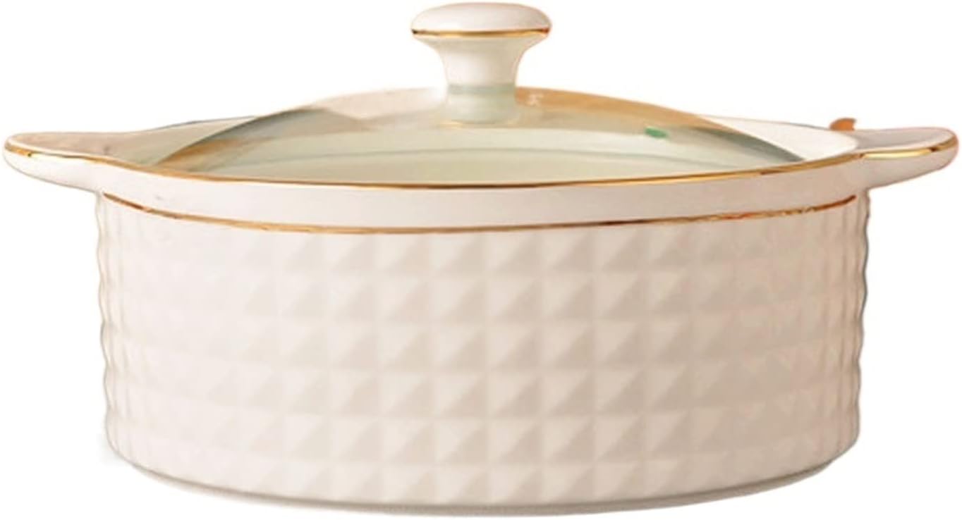 Two-ear Soup Pot Household Ceramic Nest With Lid Creative Stew Cup Porridge Pan