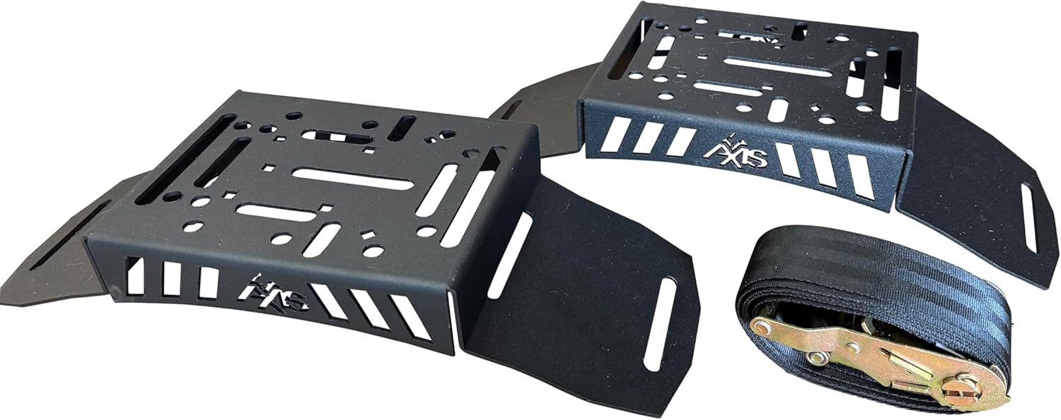 Overland Axis Universal Quick Release Spare Tire Mount Dual (Two) Brackets with Ratchet Straps for Offroad Tire Accessories