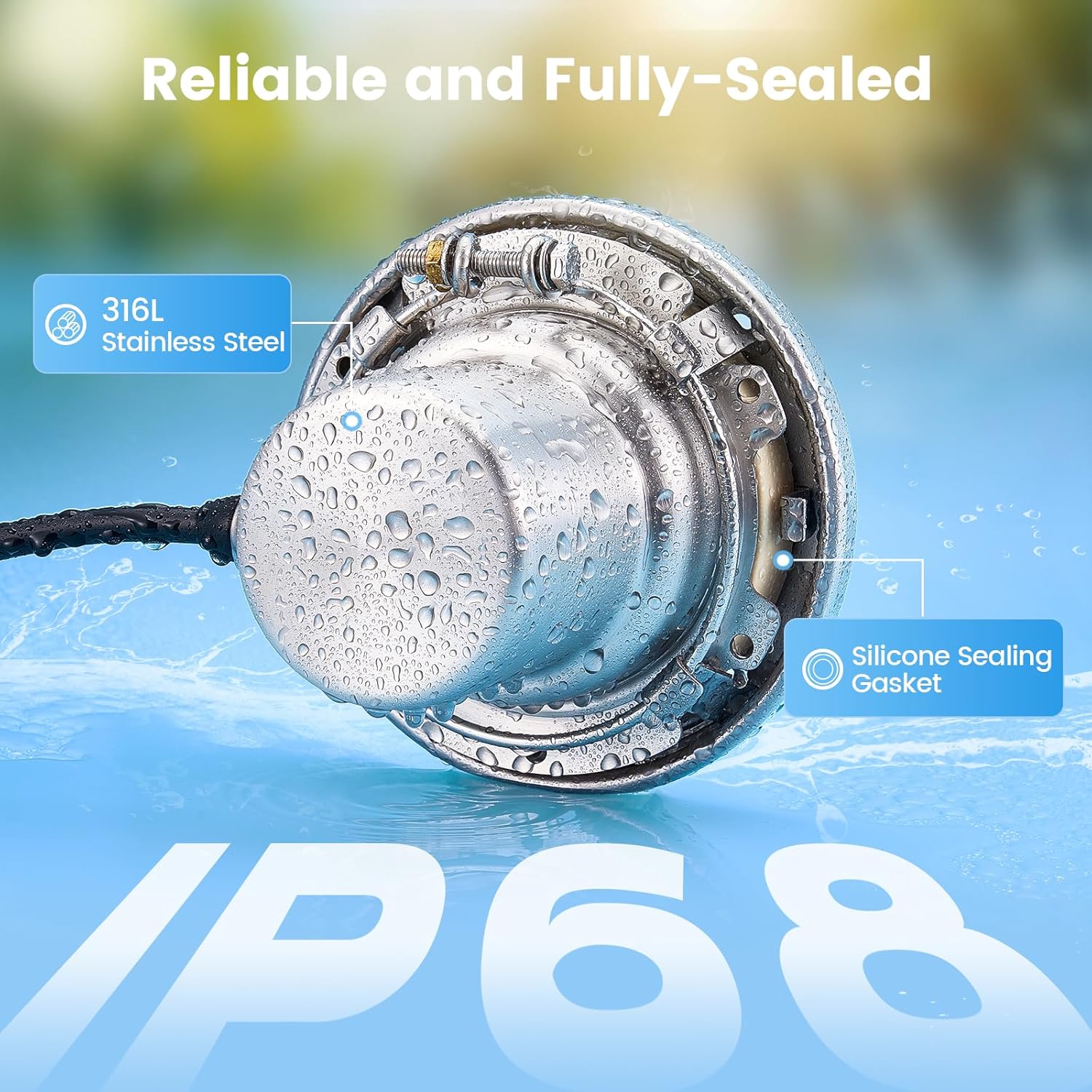 SURAIELEC 6 Inch Small LED Spa Light for Inground Pool, 120V AC 10W Underwater Pool Light, Cool White 6000K, Fits Pentair and Hayward Wet Niches, IP68 Waterproof, 100 FT Cord