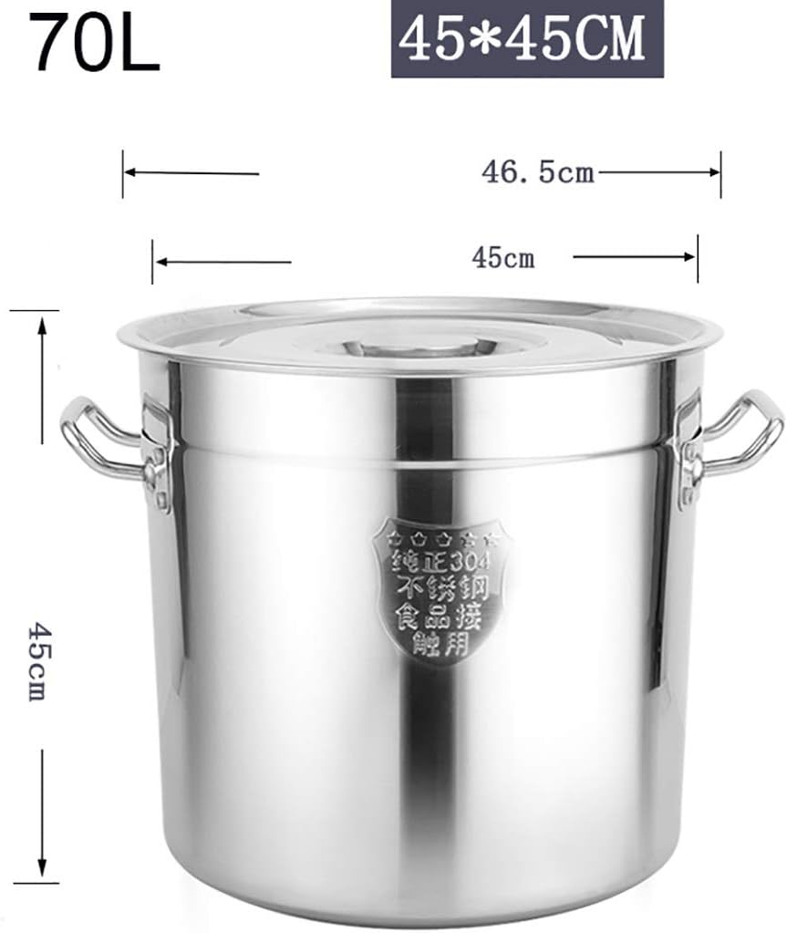 Stock Pot, Commercial/Household 304 Stainless Steel Soup Pot/Cooking Pot with Lid, for Gas Stove/Induction Cooker