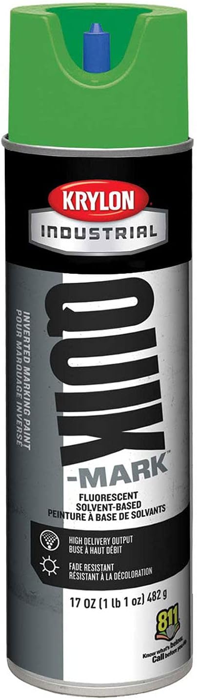 Quik-Mark™ Solvent-Based Fluorescent Neon Green Inverted Marking Paint [Set of 12]