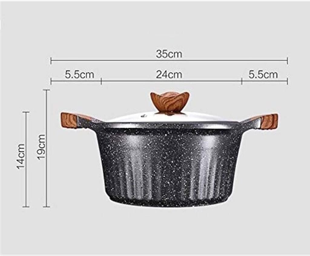 Nonstick Casserole Soup Pot with Glass Lid, Baby Food Stew & Milk Pot, Maifan Stone, Anti-Scald Handle, 1.2L