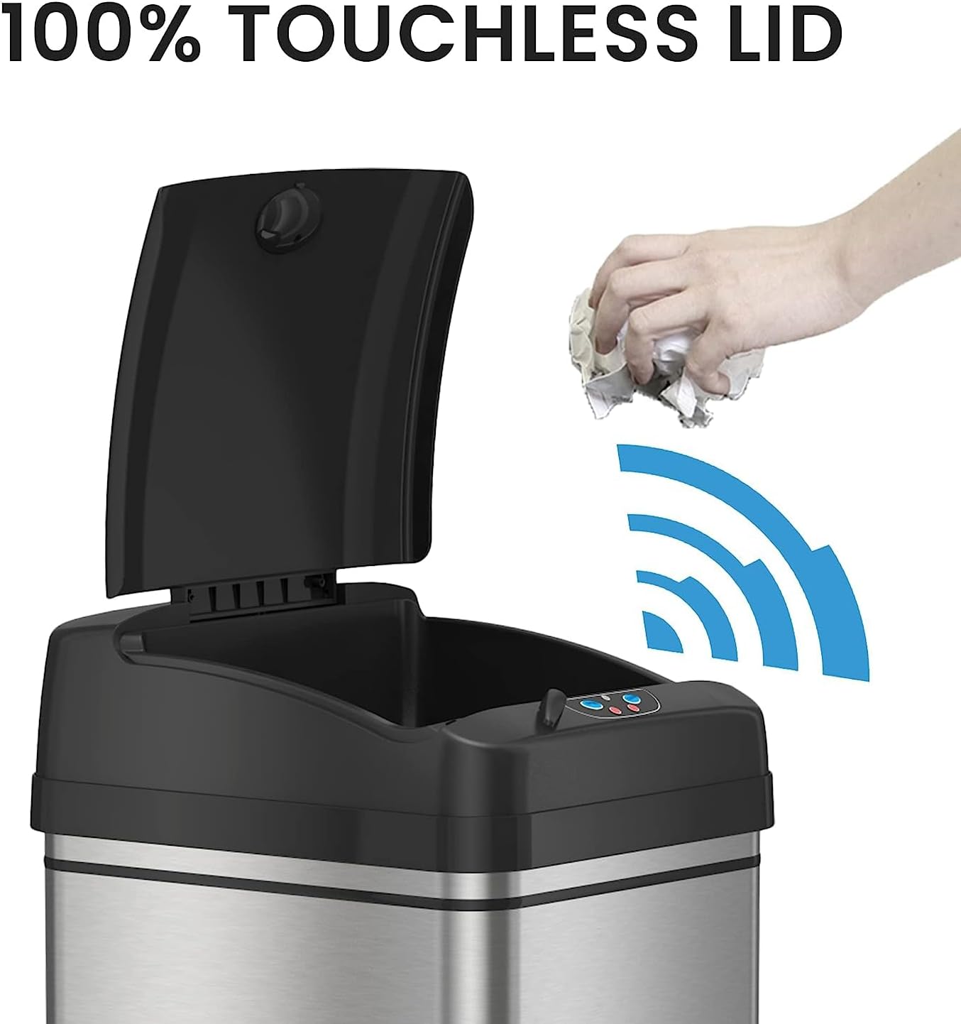 iTouchless Touchless Trash Can Combo Pack - 13 Gal & 2 Gal, Odor Control System, Stainless Steel, Kitchen and Bathroom Set
