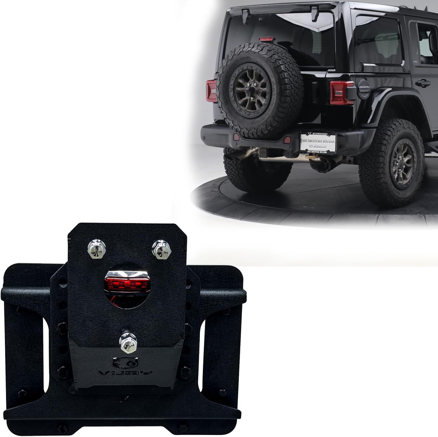 Compatible with 2007-2018 Wrangler JK/JKU Spare Tire Carrier Adjustable Tire Lift Carrier up to 40 inches Spare Wheel Holder Rack Mount Relocation