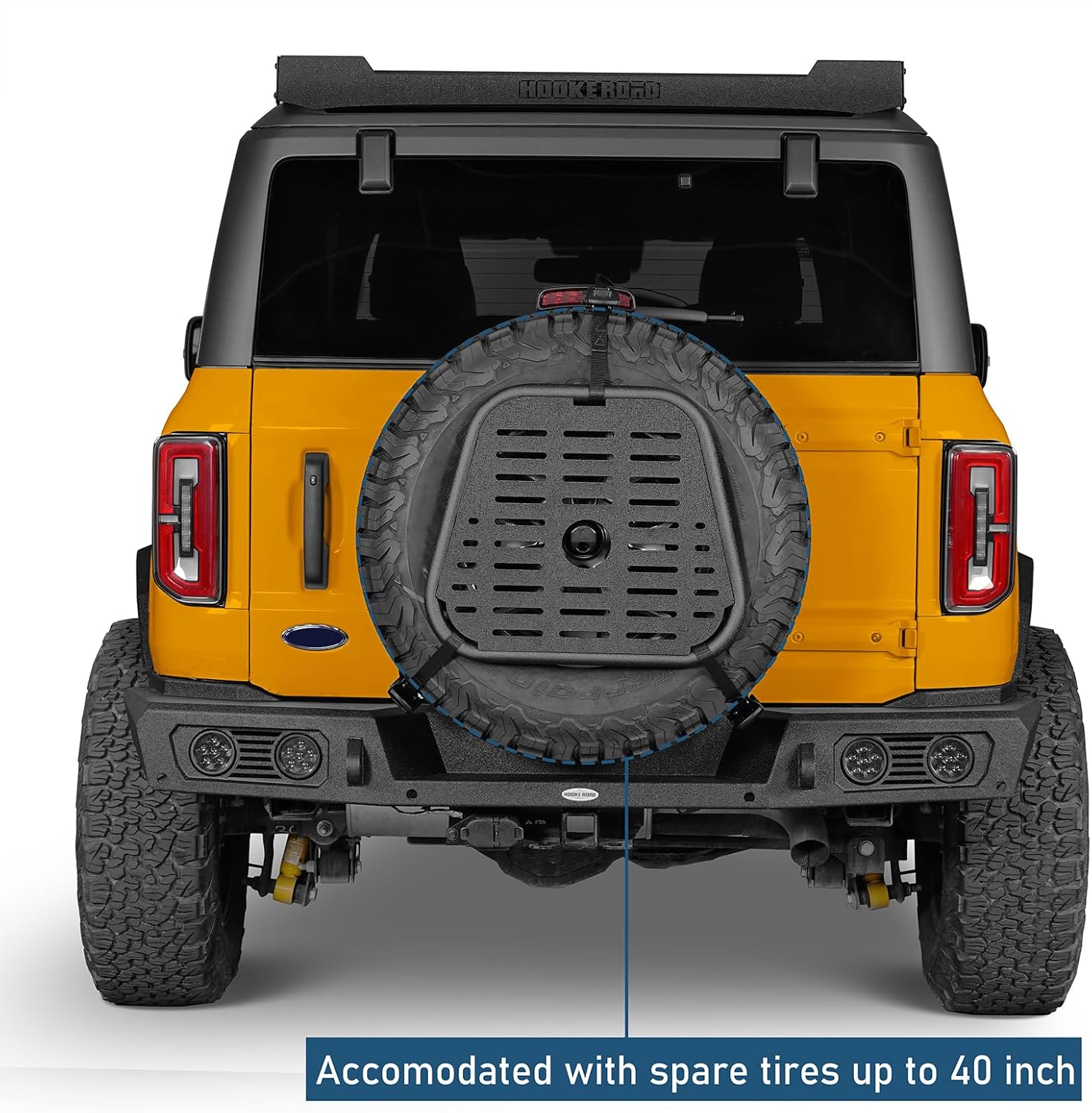u-Box Spare Tire Molle Panel Storage Panel Cargo Rack Compatible with Jeep Wrangler YJ TJ JK 1987-2018 Ford Bronco 2021-2025, Fits up to 40