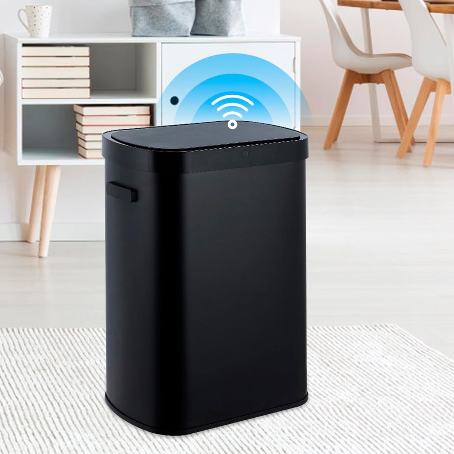 GlowSol Automatic Motion Sensor Trash Can, 50 Liter/13 Gallon Touchless Automatic Garbage Can, Smart Trash Bin with Soft-Close Lid, Large Stainless Steel Waste Basket for Kitchen Office Living Room