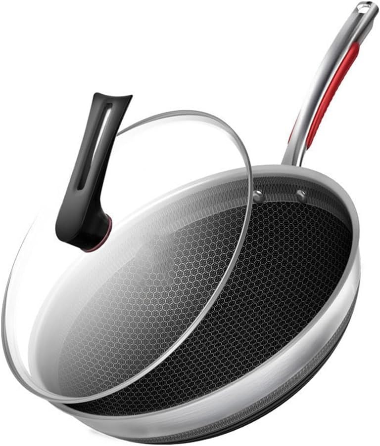 Stainless Steel Frying Pan Non-stick Honeycomb Induction Gas Universal