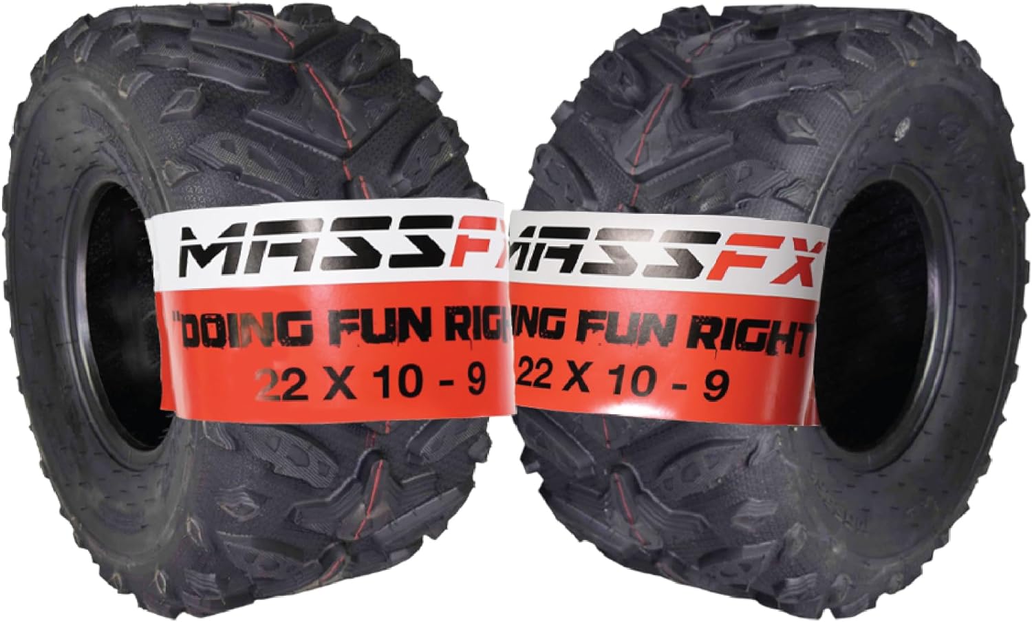 MASSFX Grinder 22x10-9 Rear ATV Tire, 6-Ply Rating, Chip & Tear Resistant, Micro Tread Technology, for Soft and Hard Pack Ground (2 Pack)
