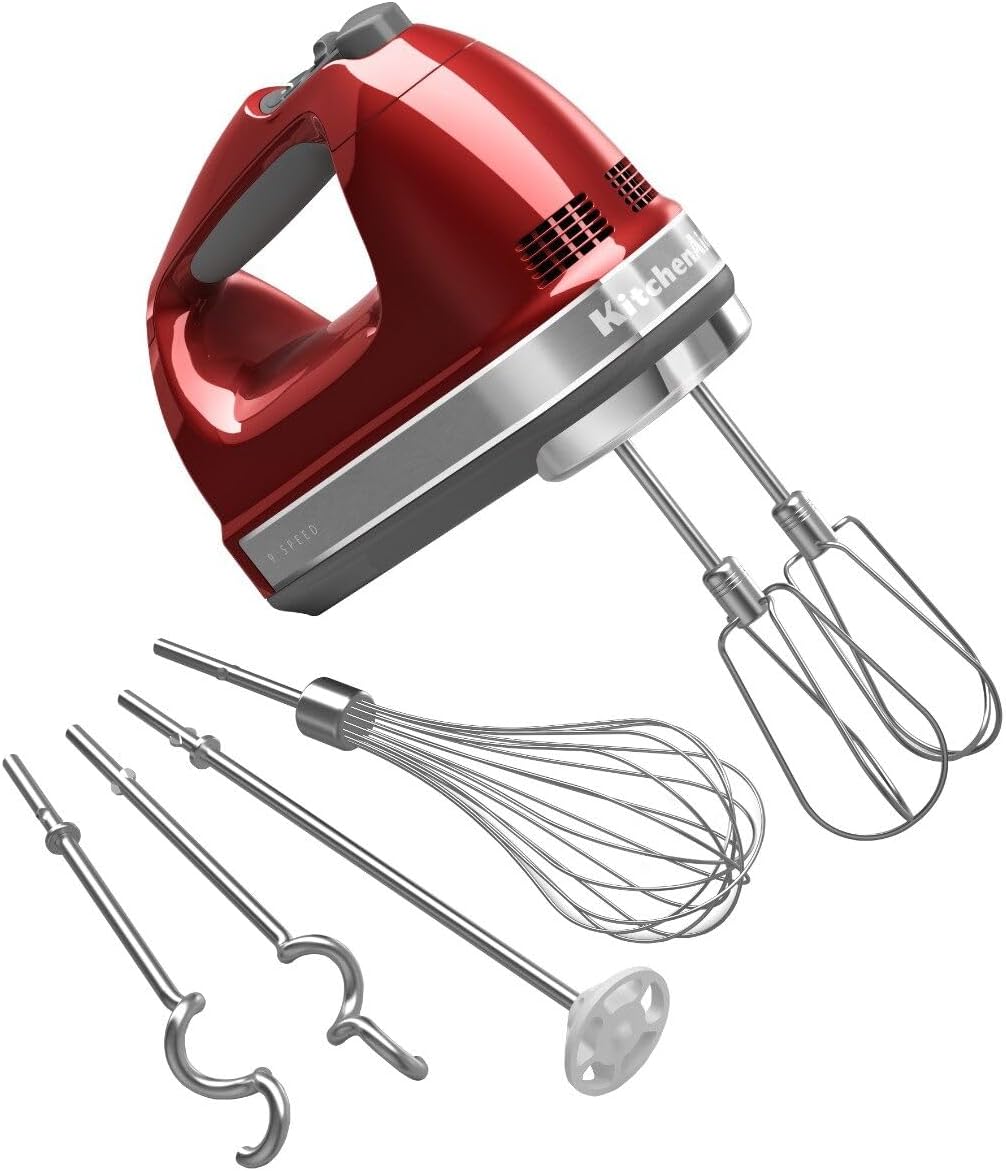KitchenAid 9-Speed Digital Hand Mixer with Turbo Beater II Accessories and Pro Whisk - Contour Silver
