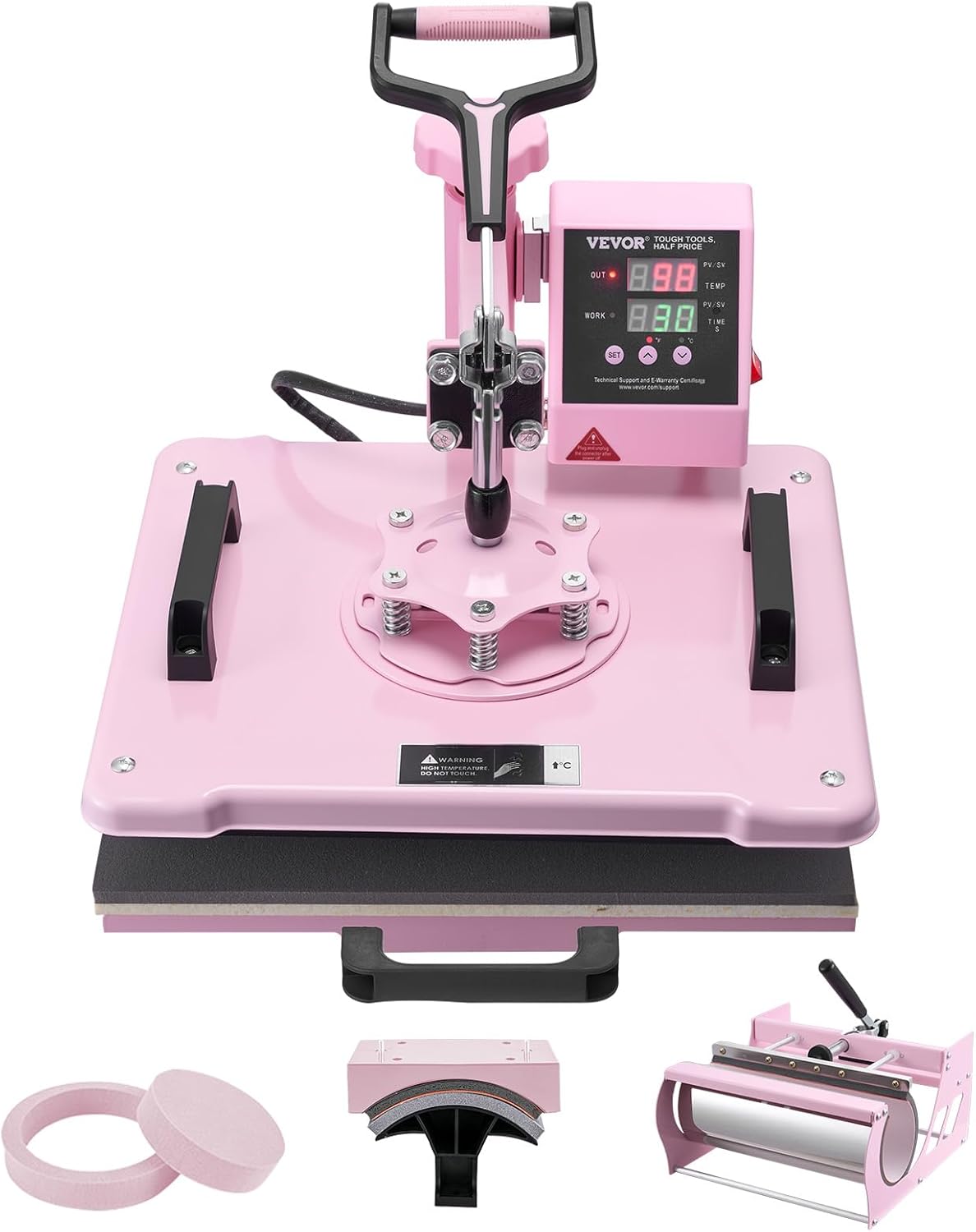 VEVOR Tumbler Heat Press Machine, 11-30oz Mug Press, Heat Up Fast and Even, Tumbler Press with Sublimation Paper, Tape and Gloves, Temp and Time Setting, for Sublimation Tumblers, Cups, Mugs, Green