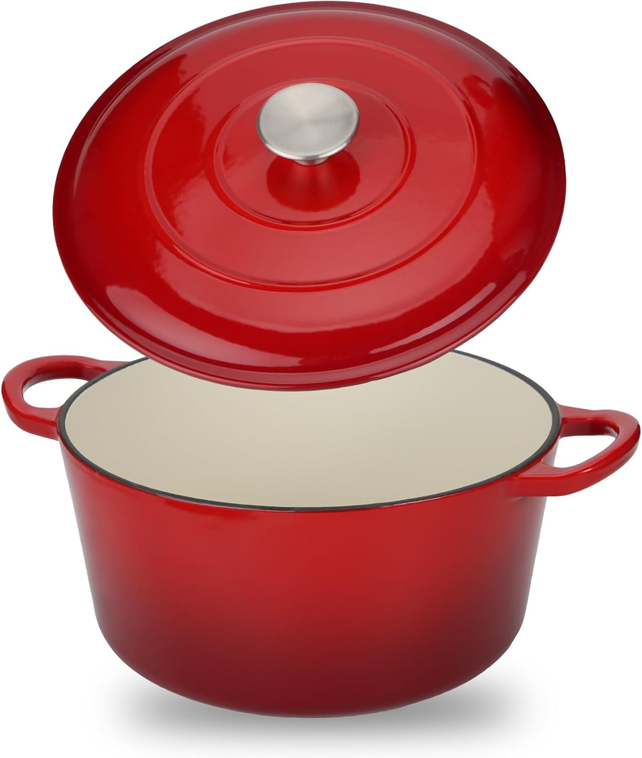 GreatChef Enameled Cast Iron Dutch Oven Casserole with Lid, 5.5 Quart, Oven Safe up to 500°F - Heavy-Duty, Versatile Cookware for Marinating, Cooking, Baking, Refrigerating, and Serving