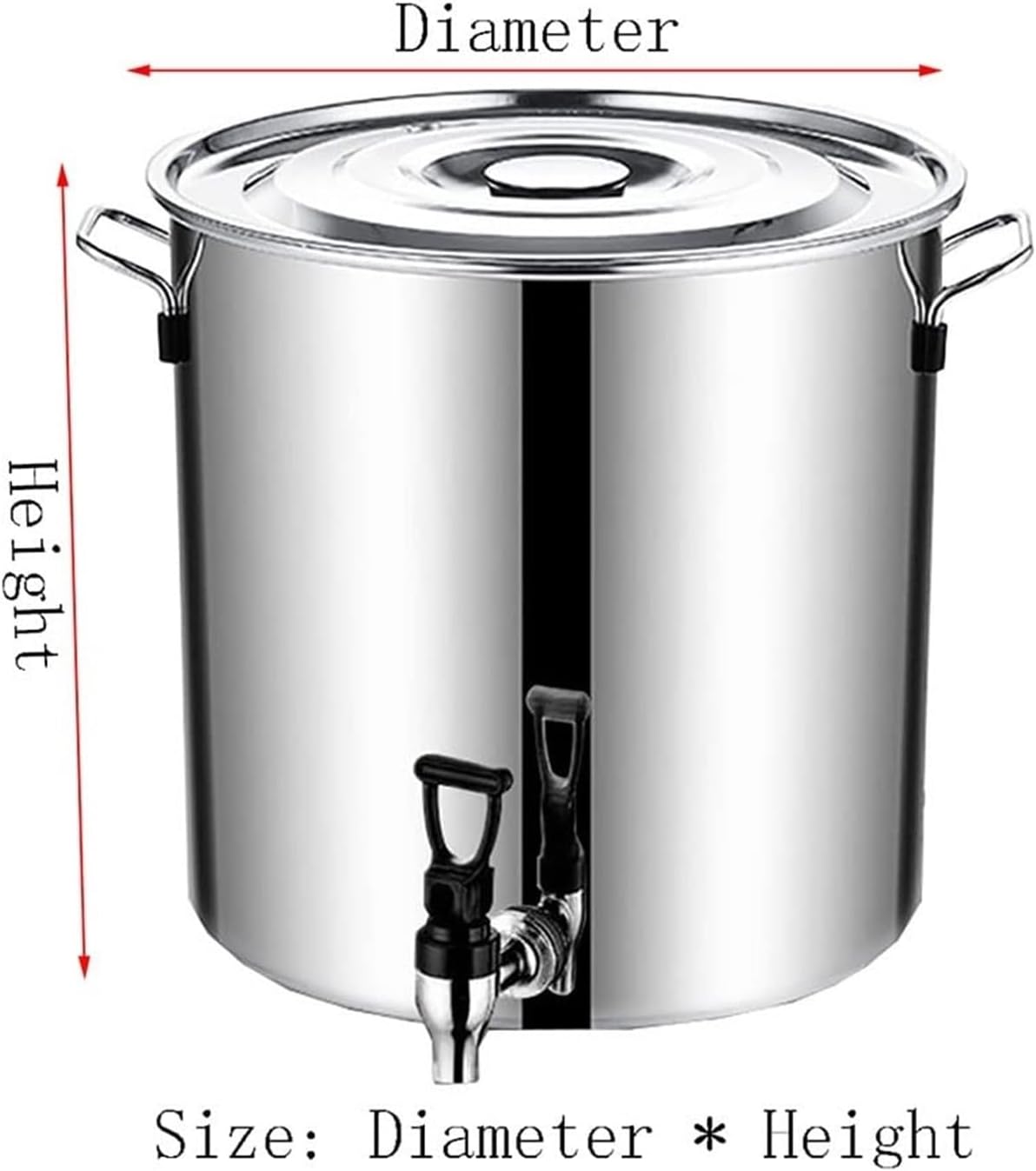 Stainless Steel Soup Pot with Lid - Versatile Stock Pot for Cooking, Thicken Milk Can with Tap, Large Capacity Wine Bucket, Durable Composite Bottom, Ideal for Home and Kitchen Use (50X50cm(90L))