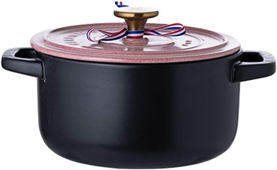 Casserole-Ceramic Round Black Dish Casserole/Clay Pot/Earthen Pot/Ceramic Cookware (Size : 4500ml) (2800ml)