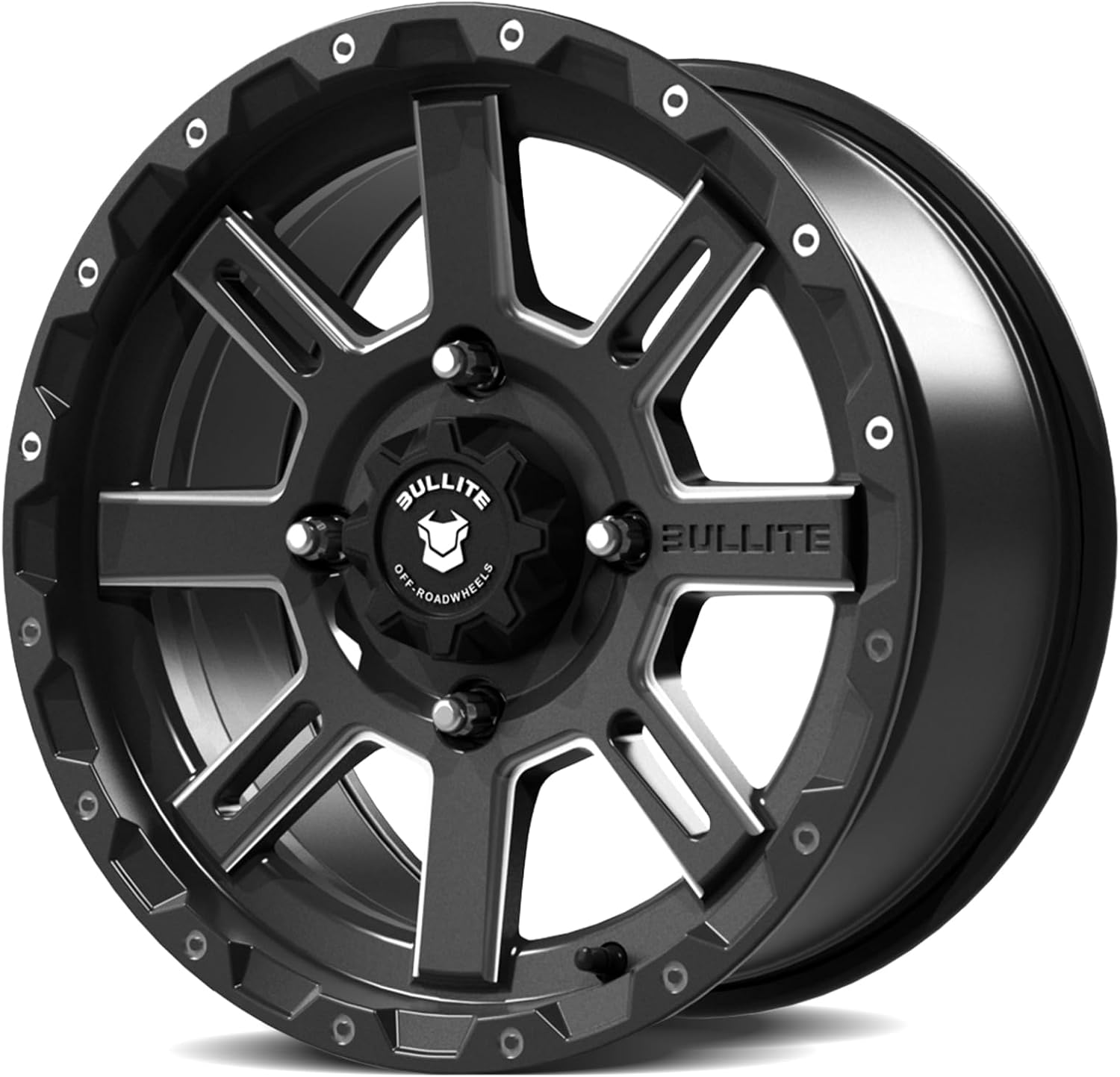 Bullite BT-02 Lancer UTV Wheels Gunmetal Gray Rims 14x7, 4x137/ 5+2 Offset, Can-Am Maverick X3 Commander Renegade Outlander Defender