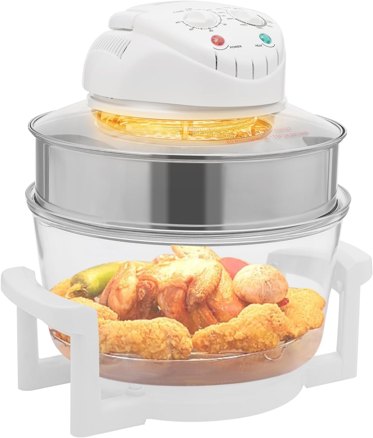 18Qt Air Fryer Halogen Convection Oven with Viewable Glass, 1400W, Adjustable Temperature and Timer, Safety Auto Shut-off for Meals French Fries Chicken Healthy Cooking