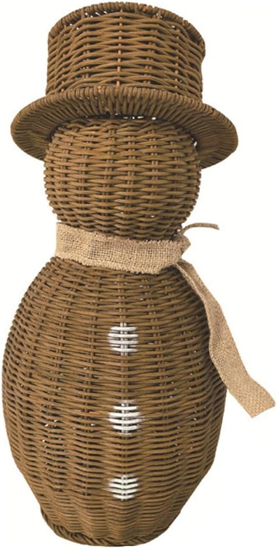 Rattan Snowman, Wicker Christmas Decoration Snowman Plush Snowmans with Scarf for Home Garden, Vintage Winter Centerpiece Table Decor Gift Farmhouse for Party Home Kitchen Shelf(L)