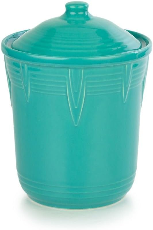 Fiesta® Medium Chevron Canister (2 qt) – Durable Ceramic, Lead-Free, Dishwasher/Microwave/Oven Safe – Made in USA Dinnerware - Turquoise